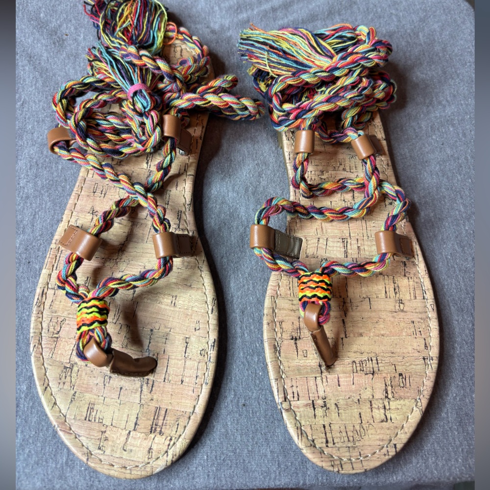 Circus by Sam Edelman Beth Sandals Colorful Braided Cork Size 7.5 Boho Summer
